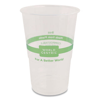 PLA Clear Cold Cups, 9 oz, Clear, 2,000/Carton