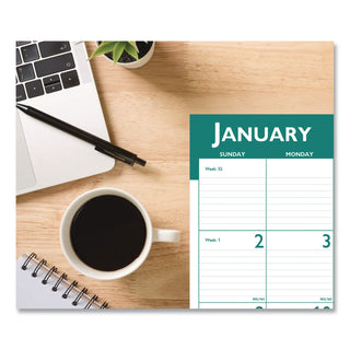 Express Track Monthly Desk Pad Calendar, 22 x 17, White/Teal Sheets, Teal Binding, Blue Corners, 13-Month(Jan-Jan): 2024-2025