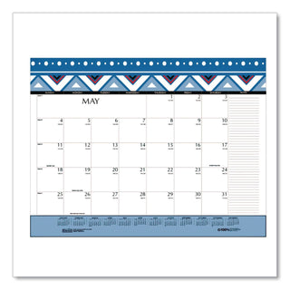 Recycled Desk Pad Calendar, Geometric Artwork, 22 x 17, White Sheets, Black Binding/Corners,12-Month (Jan to Dec): 2024