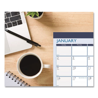 Recycled Contempo Desk Pad Calendar, 22 x 17, White/Blue Sheets, Blue Binding, Blue Corners, 12-Month (Jan to Dec): 2024