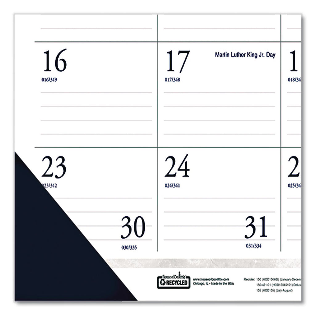 Executive Monthly Desk Pad Calendar, 24 x 19, White/Blue Sheets, Blue Corners, 12-Month (Jan to Dec): 2024