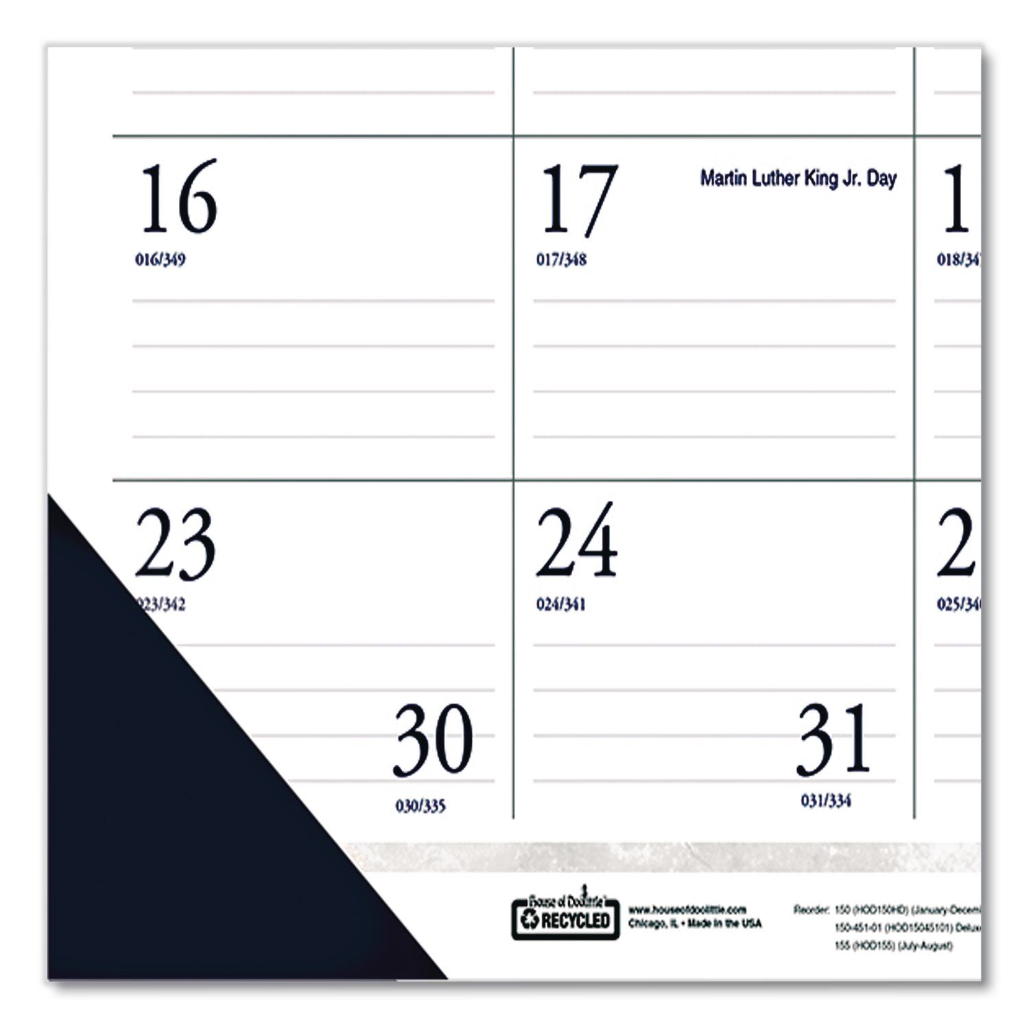 Executive Monthly Desk Pad Calendar, 24 x 19, White/Blue Sheets, Blue Corners, 12-Month (Jan to Dec): 2024