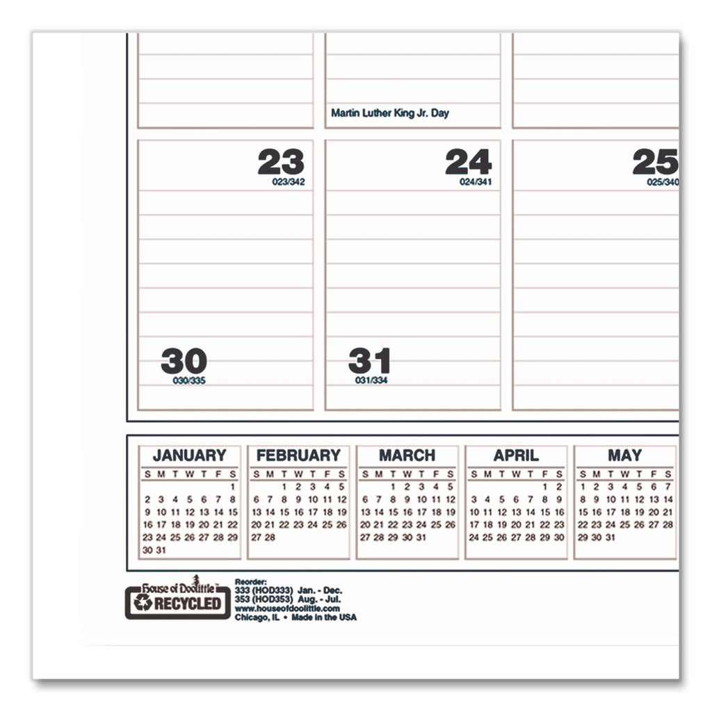 Bar Harbor Recycled Wirebound Monthly Wall Calendar, 15.5 x 22, White/Blue/Gray Sheets, 12-Month (Jan-Dec): 2024