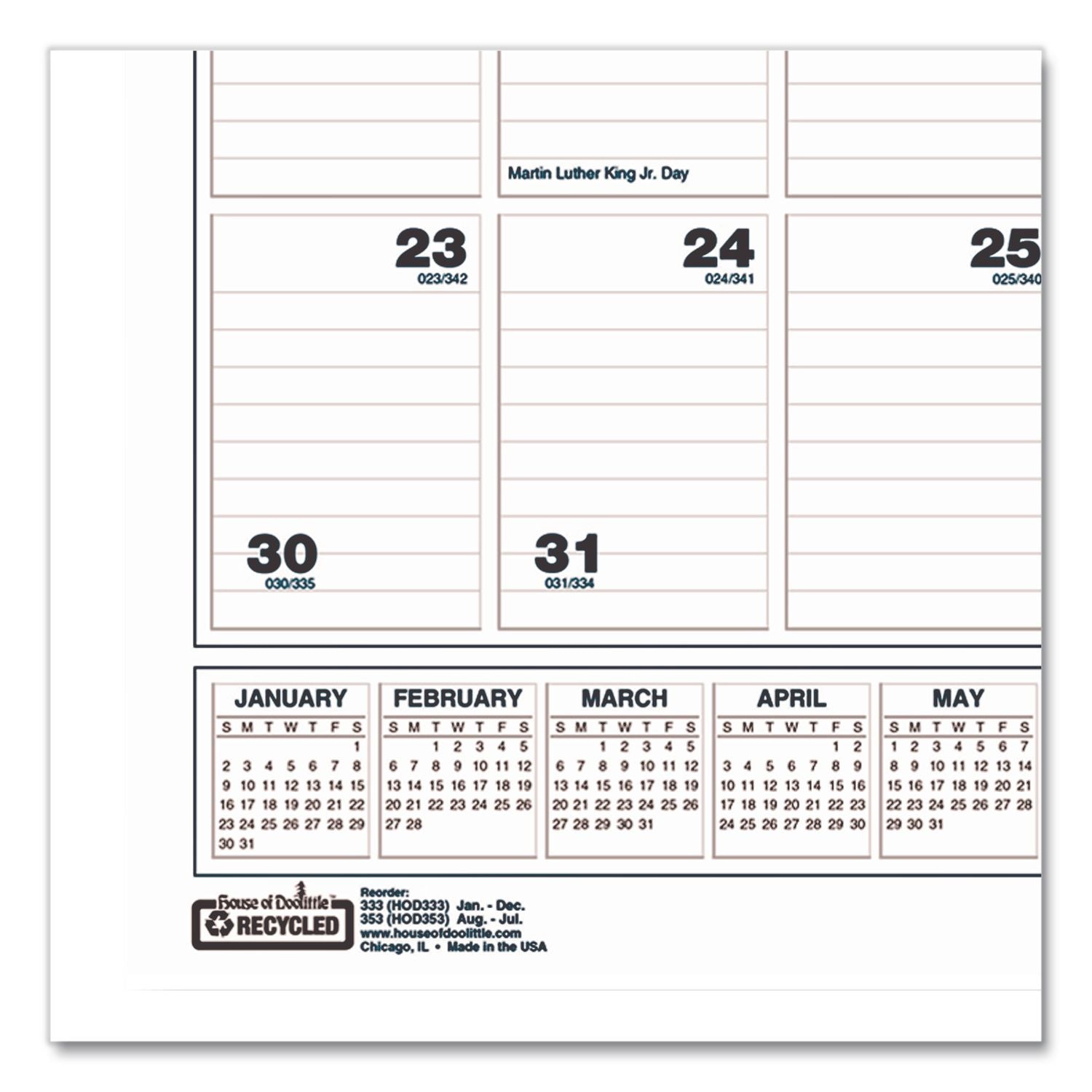 Bar Harbor Recycled Wirebound Monthly Wall Calendar, 15.5 x 22, White/Blue/Gray Sheets, 12-Month (Jan-Dec): 2024