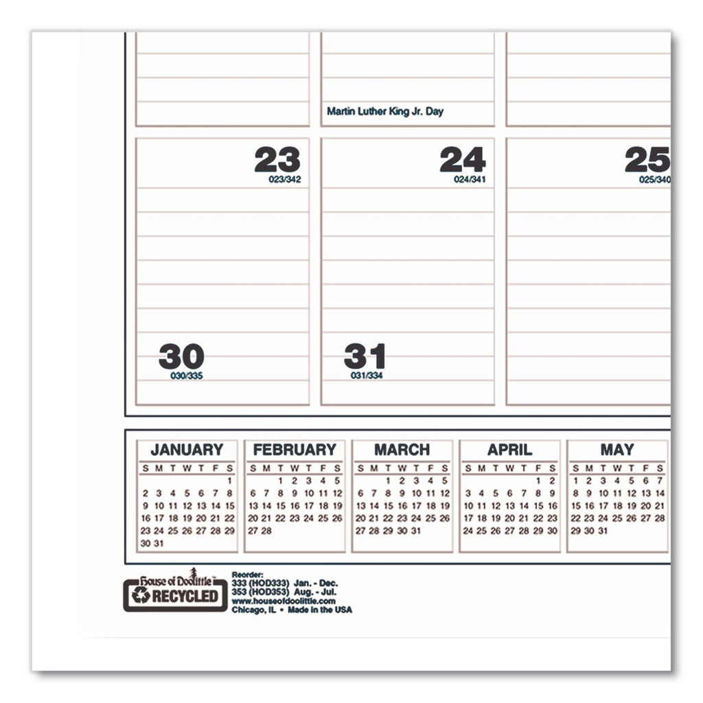 Bar Harbor Recycled Wirebound Monthly Wall Calendar, 22 x 31.25, White/Blue/Gray Sheets, 12-Month (Jan-Dec): 2024