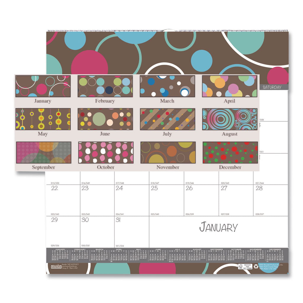 Recycled Bubbleluxe Wall Calendar, Bubbleluxe Artwork, 12 x 12, White/Multicolor Sheets, 12-Month (Jan to Dec): 2024