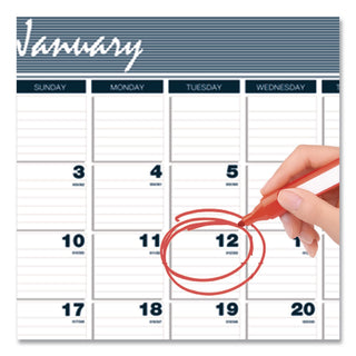 Bar Harbor Recycled Wirebound 3-Months-per-Page Wall Calendar, 12 x 17, White/Blue/Gray Sheets, 14-Month (Dec-Jan): 2023-2025