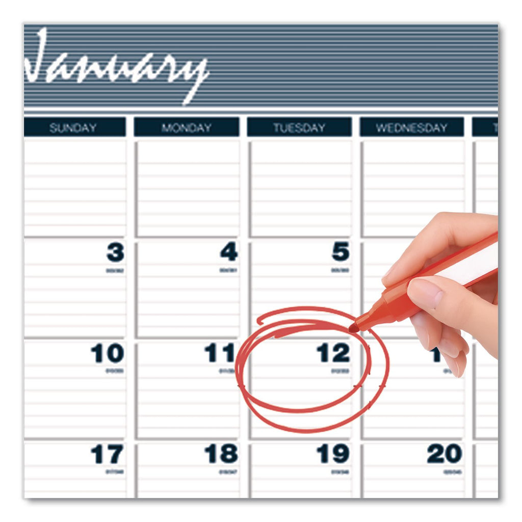 Bar Harbor Recycled Wirebound 3-Months-per-Page Wall Calendar, 15.5 x 22, White/Blue/Gray Sheets, 14-Month(Dec-Jan):2023-2025
