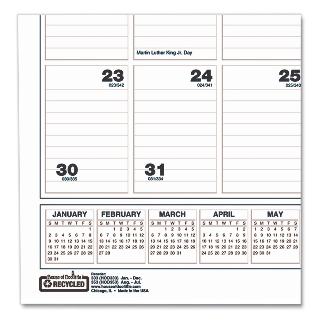 Academic Year Bar Harbor Recycled Wirebound Monthly Wall Calendar, 12 x 17, White/Blue Sheets, 12-Month (Aug-July): 2023-2024