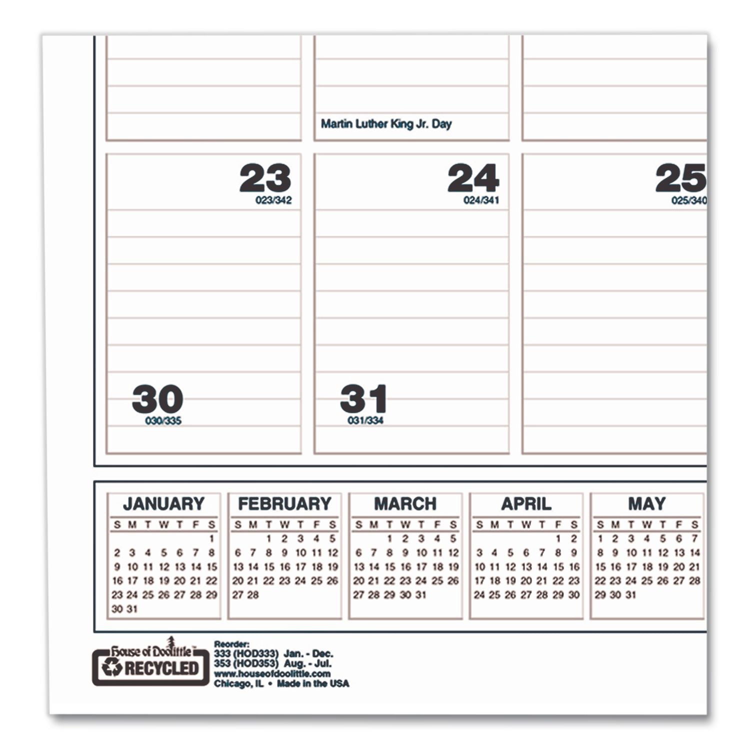 Academic Year Bar Harbor Recycled Wirebound Monthly Wall Calendar, 12 x 17, White/Blue Sheets, 12-Month (Aug-July): 2023-2024