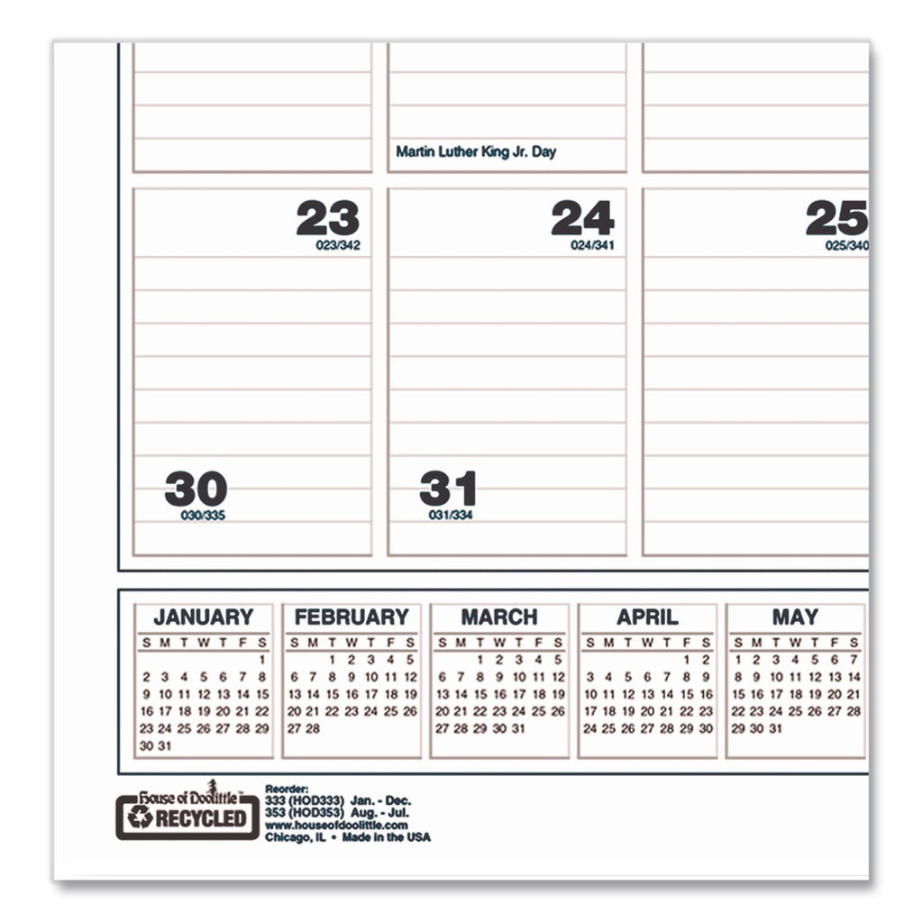 Academic Year Bar Harbor Recycled Wirebound Monthly Wall Calendar, 15.5 x 22, White/Blue Sheets, 12-Month(Aug-July):2023-2024