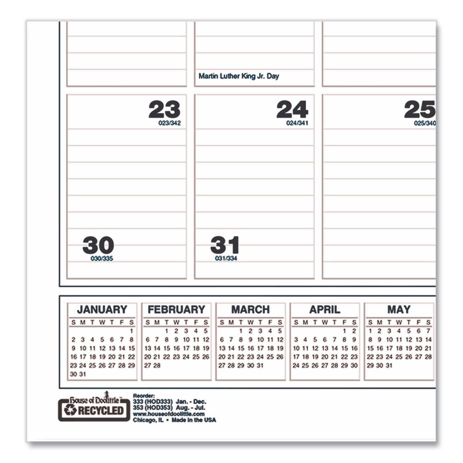 Academic Year Bar Harbor Recycled Wirebound Monthly Wall Calendar, 15.5 x 22, White/Blue Sheets, 12-Month(Aug-July):2023-2024