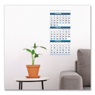 Recycled Three-Month Format Wall Calendar, Vertical Orientation, 8 x 17, White Sheets, 14-Month (Dec to Jan): 2023 to 2025