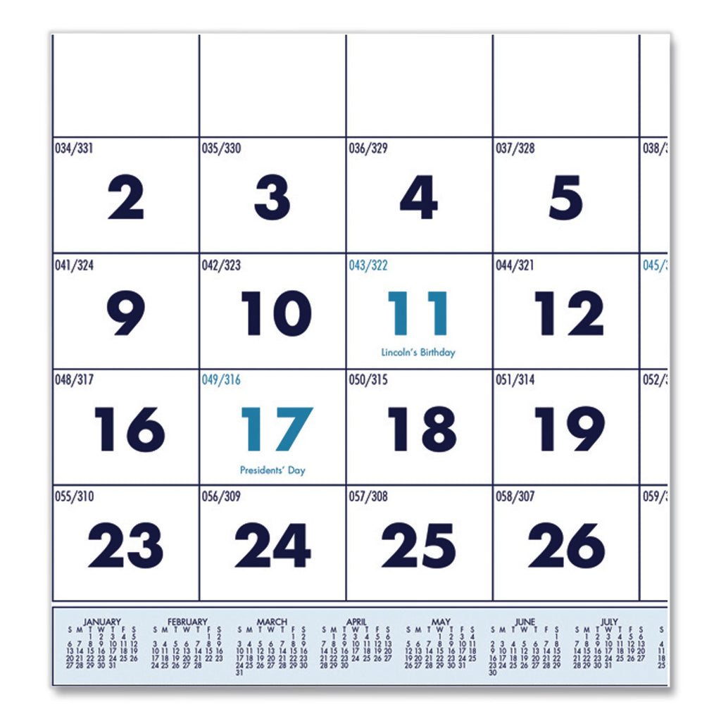 Recycled Three-Month Format Wall Calendar, Vertical Orientation, 8 x 17, White Sheets, 14-Month (Dec to Jan): 2023 to 2025