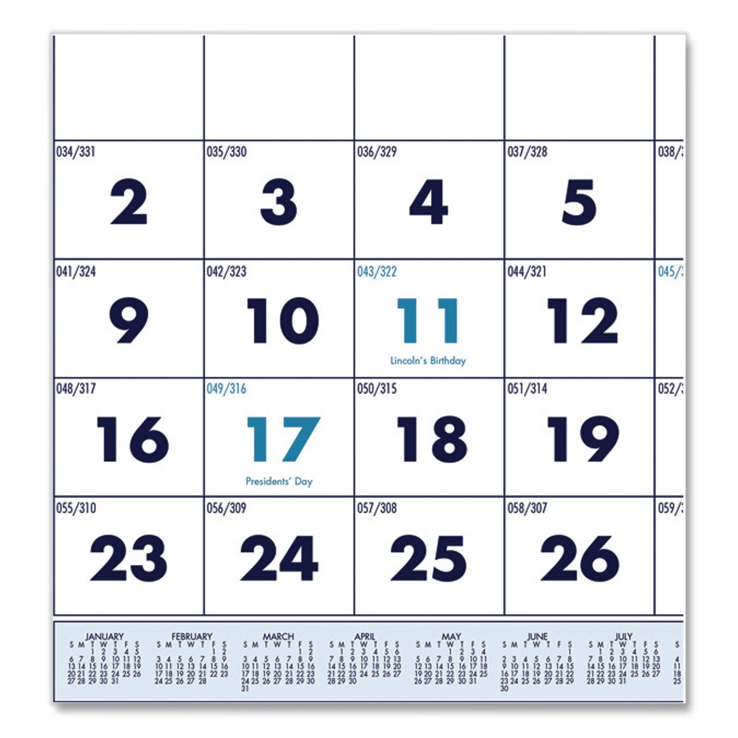 Recycled Three-Month Format Wall Calendar, Vertical Orientation, 8 x 17, White Sheets, 14-Month (Dec to Jan): 2023 to 2025