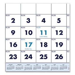 Recycled Three-Month Format Wall Calendar, Vertical Orientation, 8 x 17, White Sheets, 14-Month (Dec to Jan): 2023 to 2025