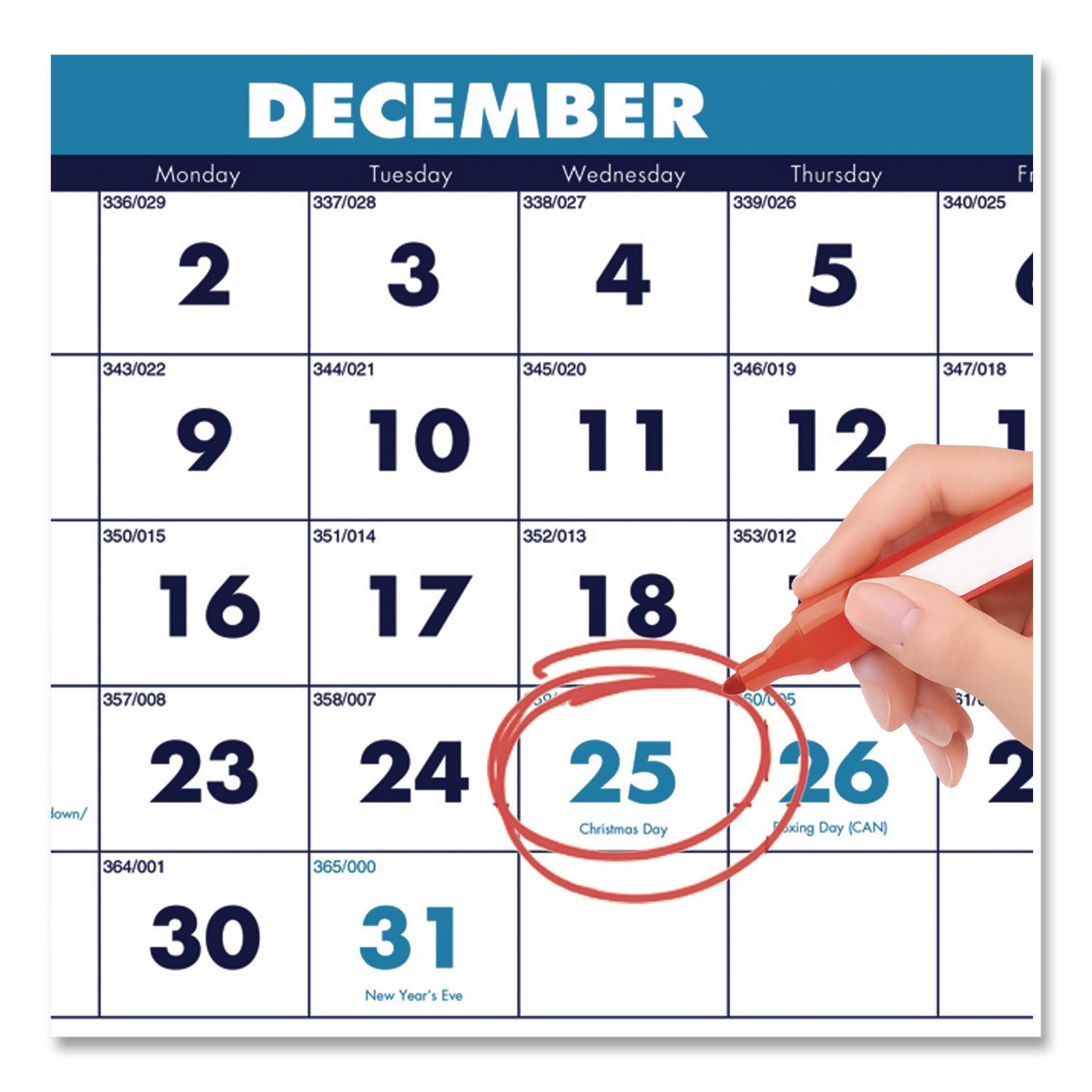 Recycled Three-Month Format Wall Calendar, Vertical Orientation, 8 x 17, White Sheets, 14-Month (Dec to Jan): 2023 to 2025