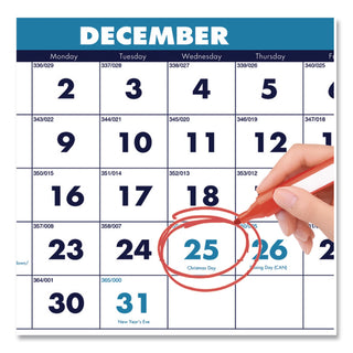 Recycled Three-Month Format Wall Calendar, Vertical Orientation, 8 x 17, White Sheets, 14-Month (Dec to Jan): 2023 to 2025