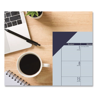 EcoTones Recycled Monthly Desk Pad Calendar, 22 x 17, Ocean Blue Sheets/Corners, Black Binding, 12-Month (Jan-Dec): 2024
