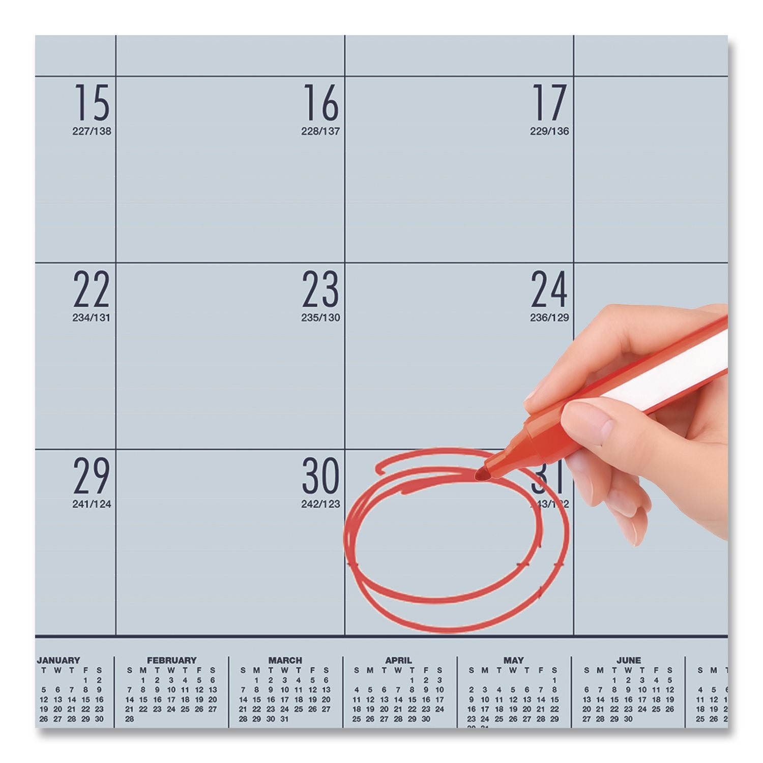 EcoTones Recycled Monthly Desk Pad Calendar, 22 x 17, Ocean Blue Sheets/Corners, Black Binding, 12-Month (Jan-Dec): 2024