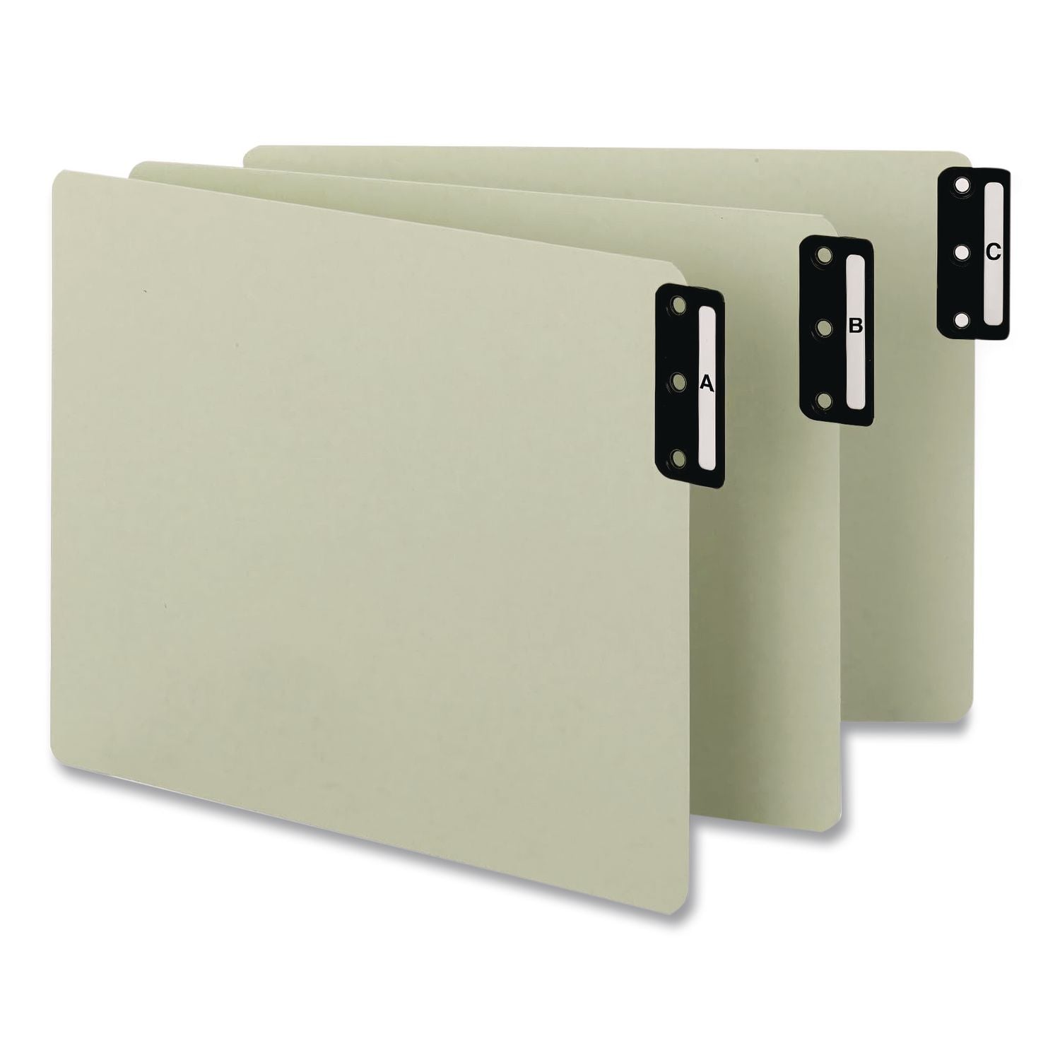 100% Recycled End Tab Pressboard Guides with Metal Tabs, 1/3-Cut End Tab, Blank, 8.5 x 14, Green, 50/Box