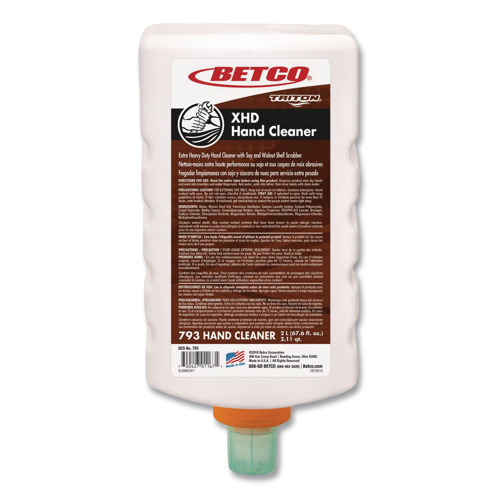 Betco Xd-793 Lotion Hand Soap, Nutty Scent, 67.62 Oz, Carton Of 6 Bottles - 67.6 fl oz (1999.8 mL) - Bottle Dispenser - Grease Remover, Oil Remover, Carbon Remover, Tar Remover - Hand - Light Beige - Crack Resistant - 6 / Carton