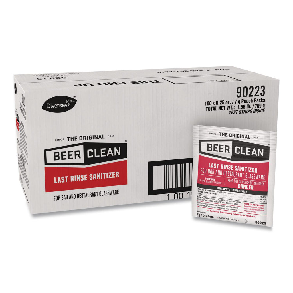 Beer Clean Last Rinse Glass Sanitizer, Powder, 0.25 oz Packet, 100/Carton