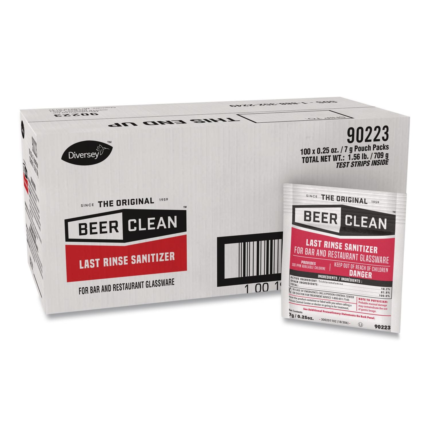 Beer Clean Last Rinse Glass Sanitizer, Powder, 0.25 oz Packet, 100/Carton