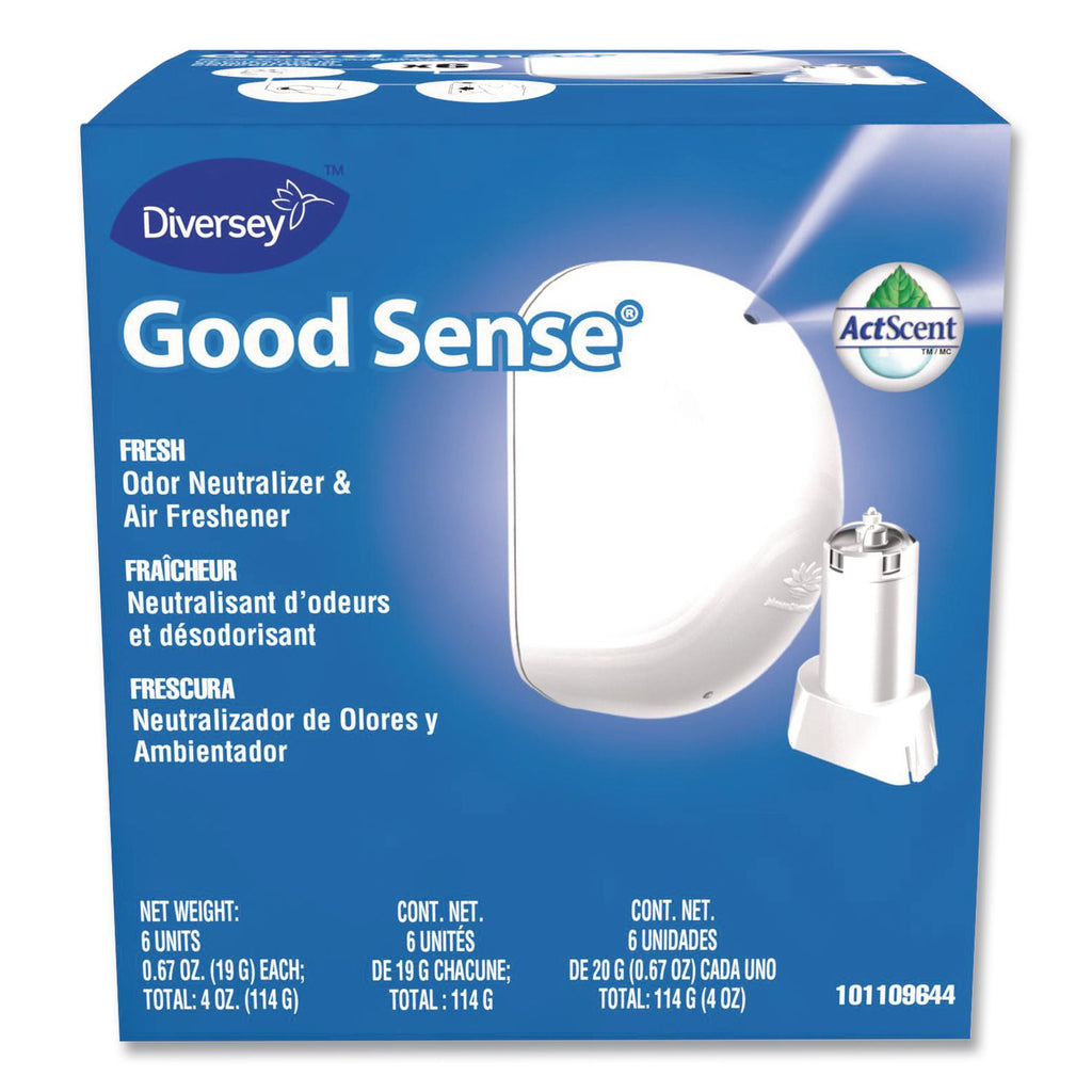 Good Sense Automatic Spray System, Fresh Scent, Yellow, 0.67 oz Cartridge, 12/Carton