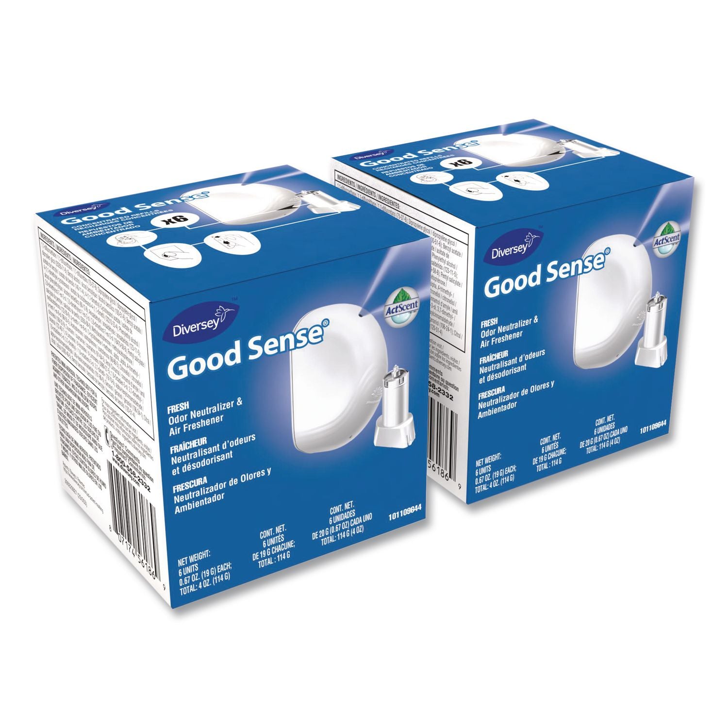 Good Sense Automatic Spray System, Fresh Scent, Yellow, 0.67 oz Cartridge, 12/Carton