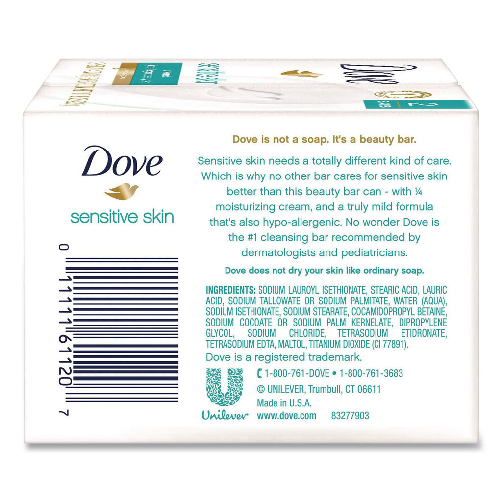 Sensitive Skin Bath Bar, Unscented, 4.5 oz Bar, 8 Bars/Pack, 9 Packs/Carton