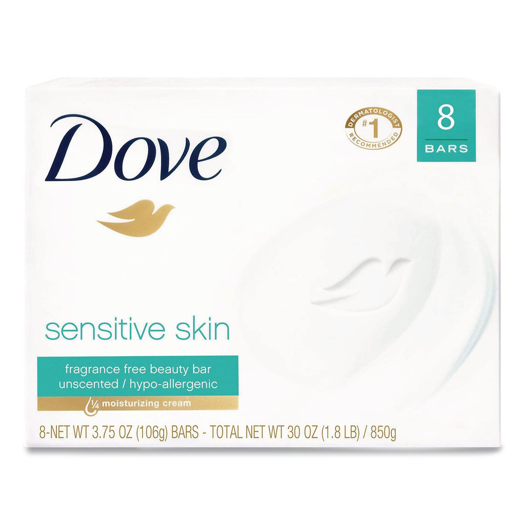 Sensitive Skin Bath Bar, Unscented, 4.5 oz Bar, 8 Bars/Pack, 9 Packs/Carton