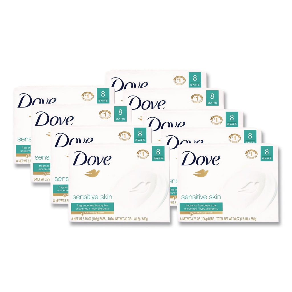 Sensitive Skin Bath Bar, Unscented, 4.5 oz Bar, 8 Bars/Pack, 9 Packs/Carton