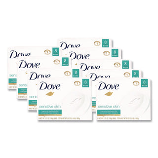 Sensitive Skin Bath Bar, Unscented, 4.5 oz Bar, 8 Bars/Pack, 9 Packs/Carton