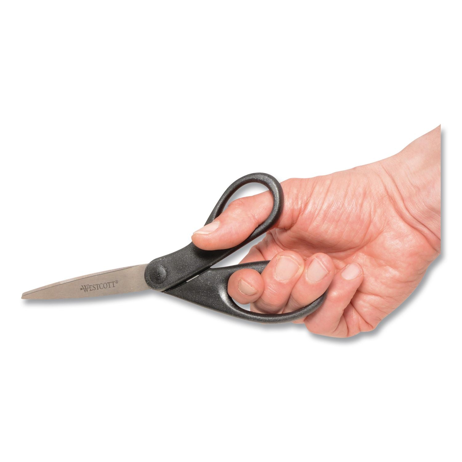 Design Line Straight Stainless Steel Scissors, 8" Long, 3.13" Cut Length, Black Straight Handle