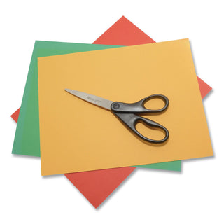 Design Line Straight Stainless Steel Scissors, 8" Long, 3.13" Cut Length, Black Straight Handle