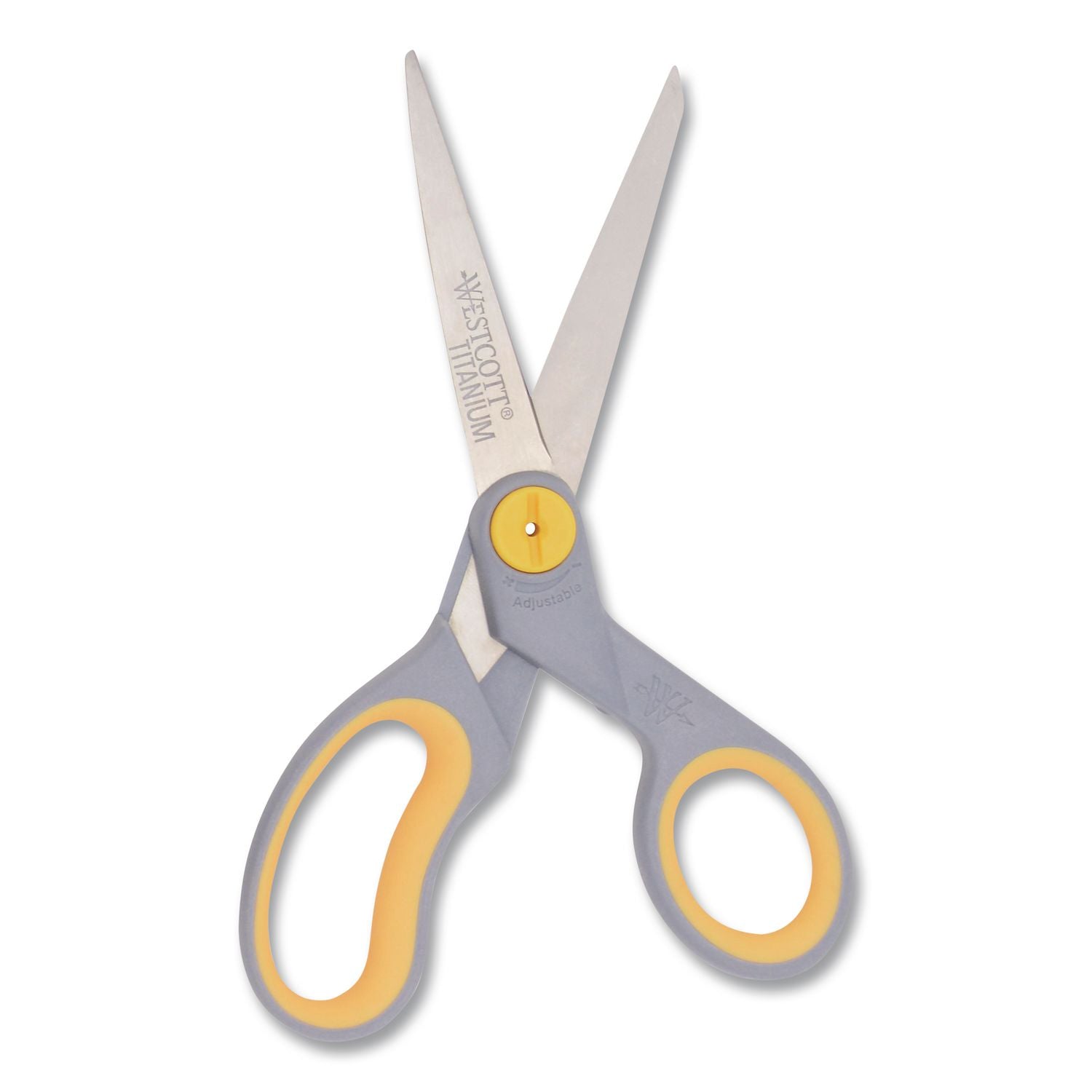 Titanium Bonded Scissors, 8" Long, 3.5" Cut Length, Gray/Yellow Straight Handle