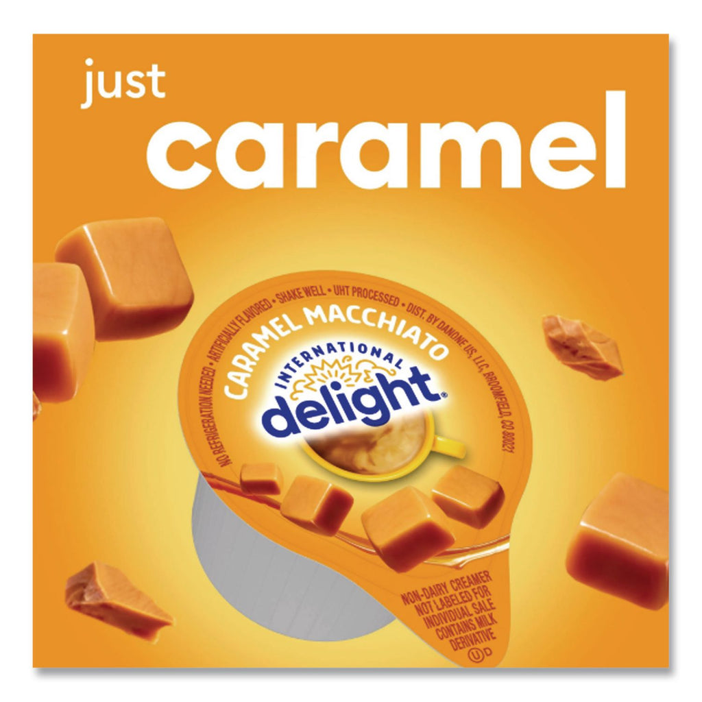 Flavored Liquid Non-Dairy Coffee Creamer, Caramel Macchiato, Mini Cups, 24/Box
