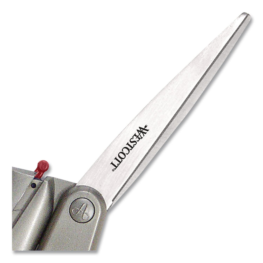 E-Z Open Box Opener Stainless Steel Shears, 8" Long, 3.25" Cut Length, Gray Offset Handle