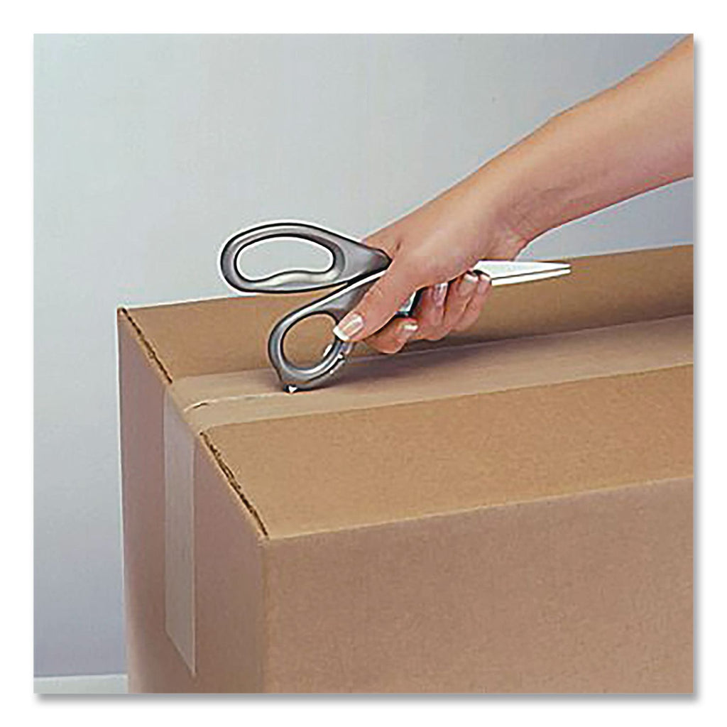 E-Z Open Box Opener Stainless Steel Shears, 8" Long, 3.25" Cut Length, Gray Offset Handle