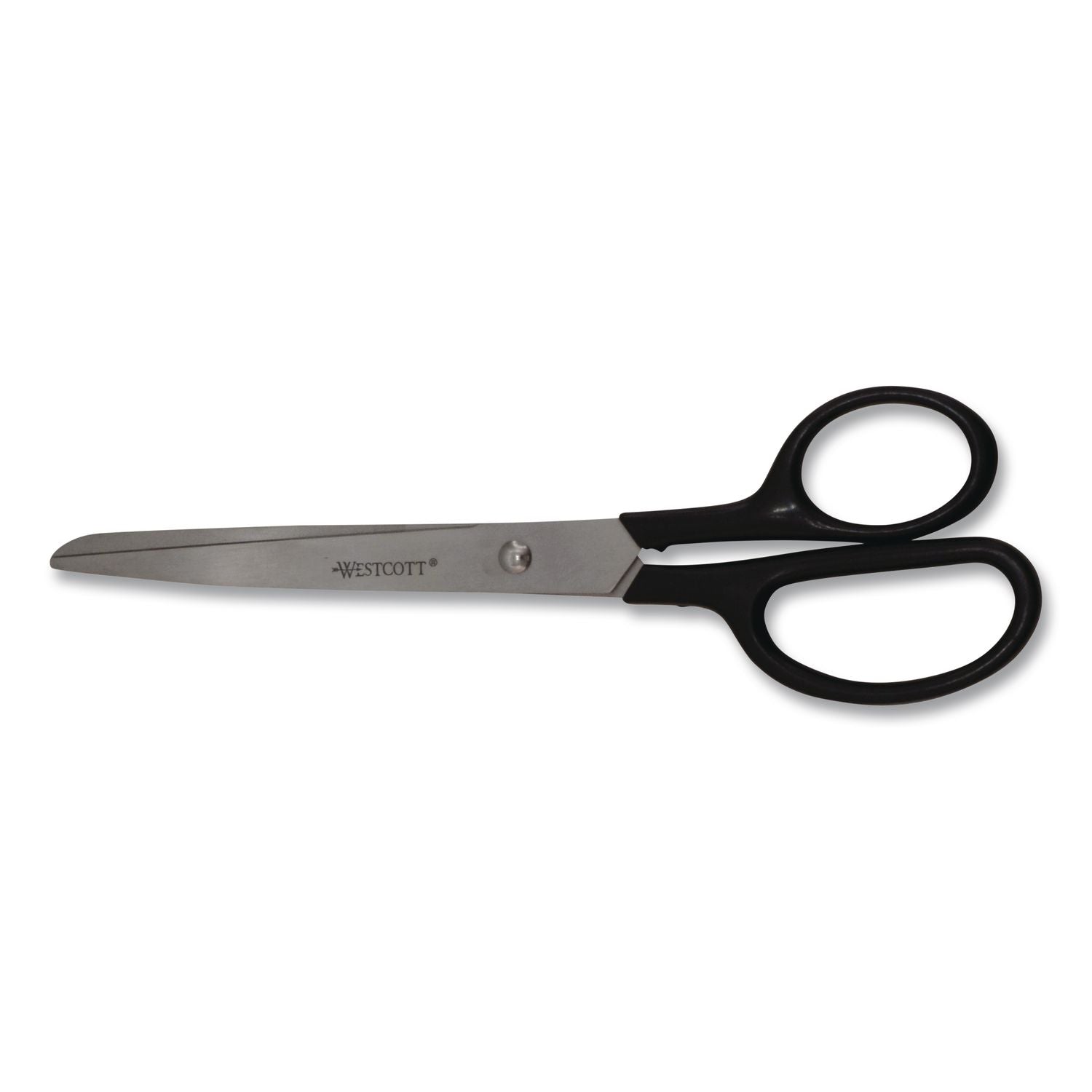 Design Line Straight Stainless Steel Scissors, 8" Long, 3.13" Cut Length, Black Straight Handle