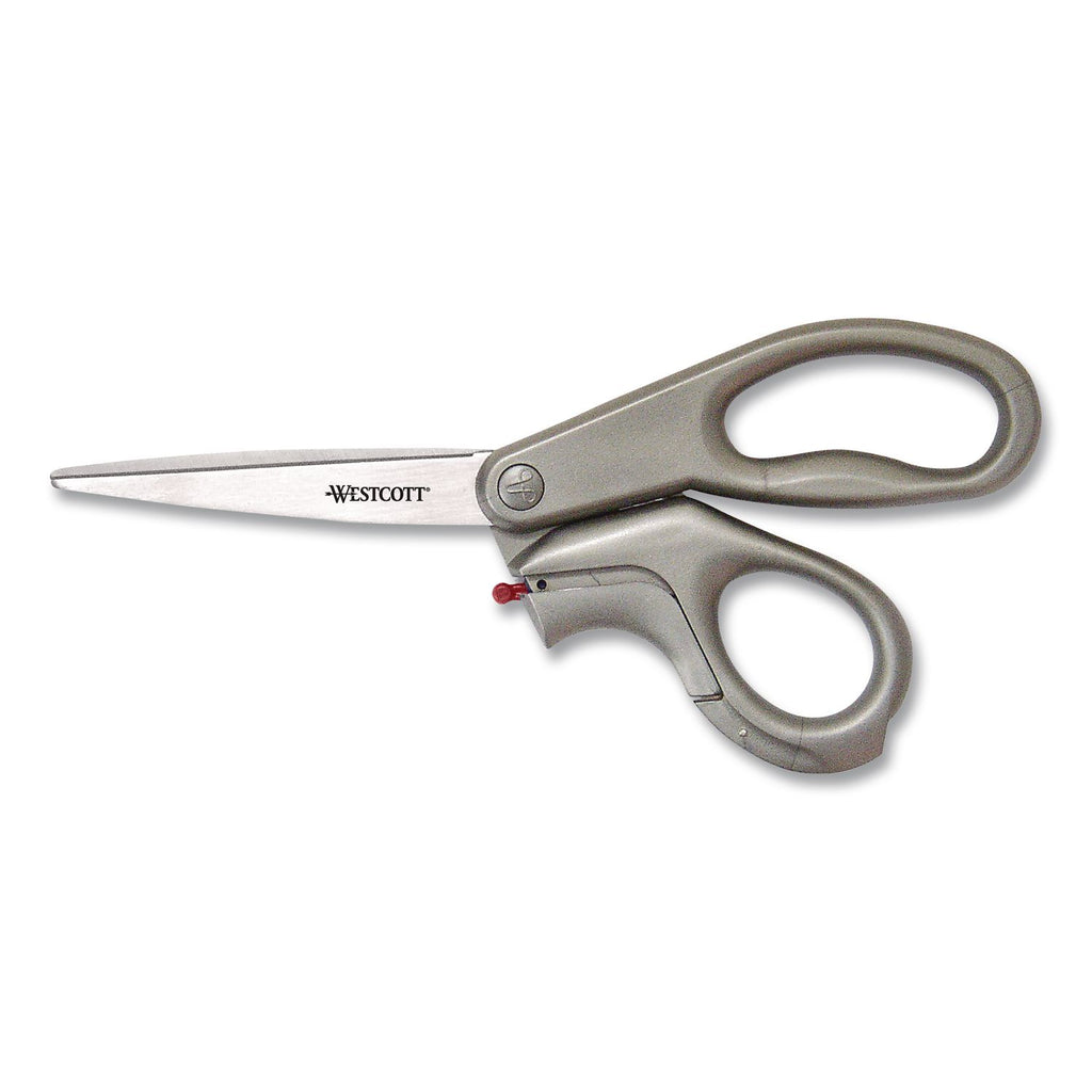 E-Z Open Box Opener Stainless Steel Shears, 8" Long, 3.25" Cut Length, Gray Offset Handle