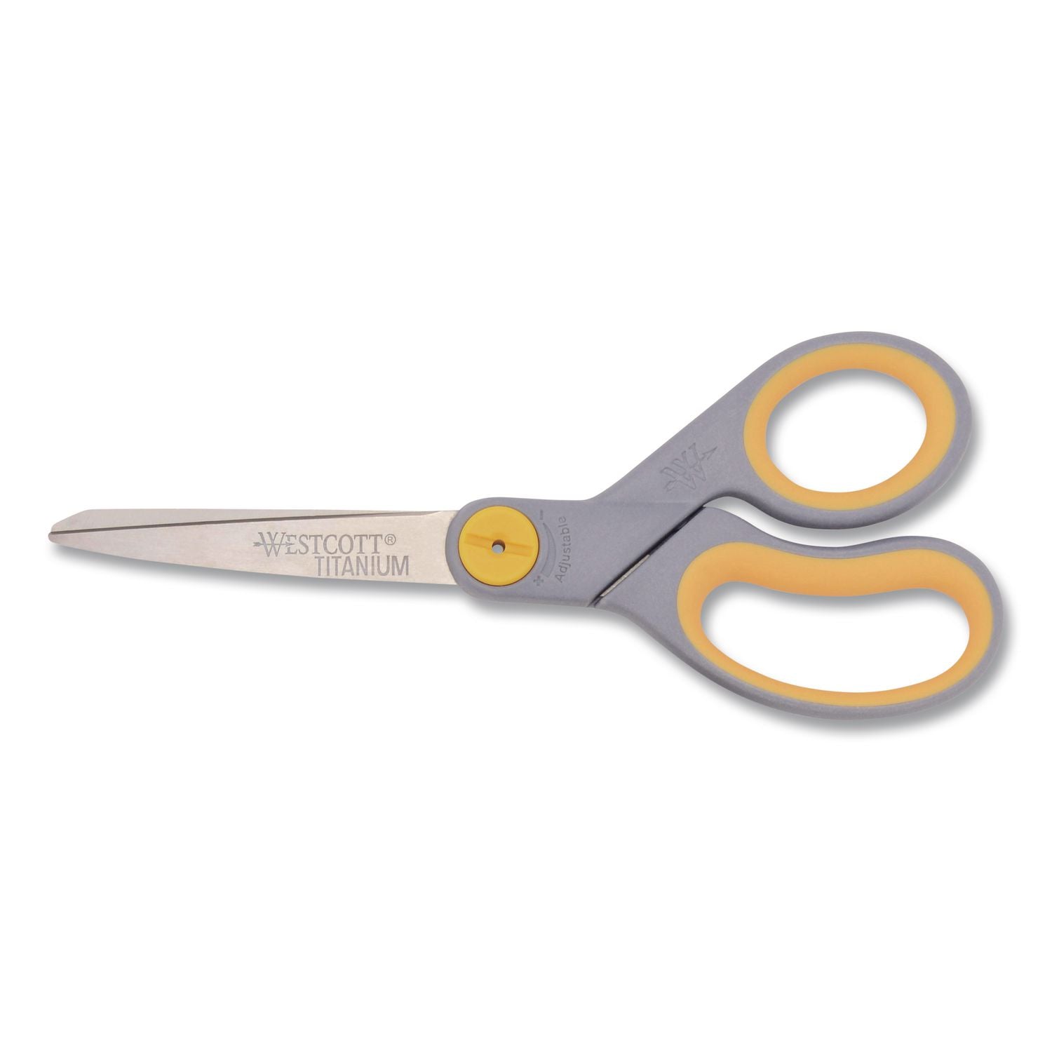 Titanium Bonded Scissors, 8" Long, 3.5" Cut Length, Gray/Yellow Straight Handle