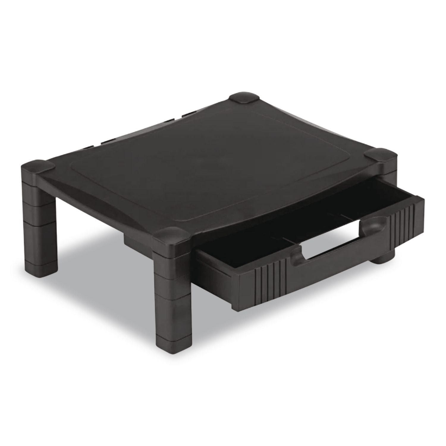 Monitor Stand with Drawer, 17" x 13.25" x 3" to 6.5", Black, Supports 50 lbs