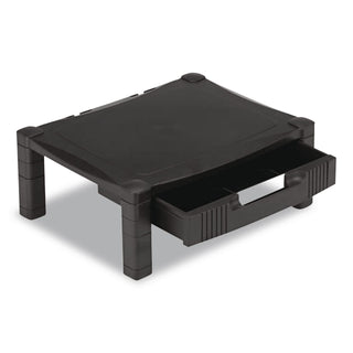 Monitor Stand with Drawer, 17" x 13.25" x 3" to 6.5", Black, Supports 50 lbs
