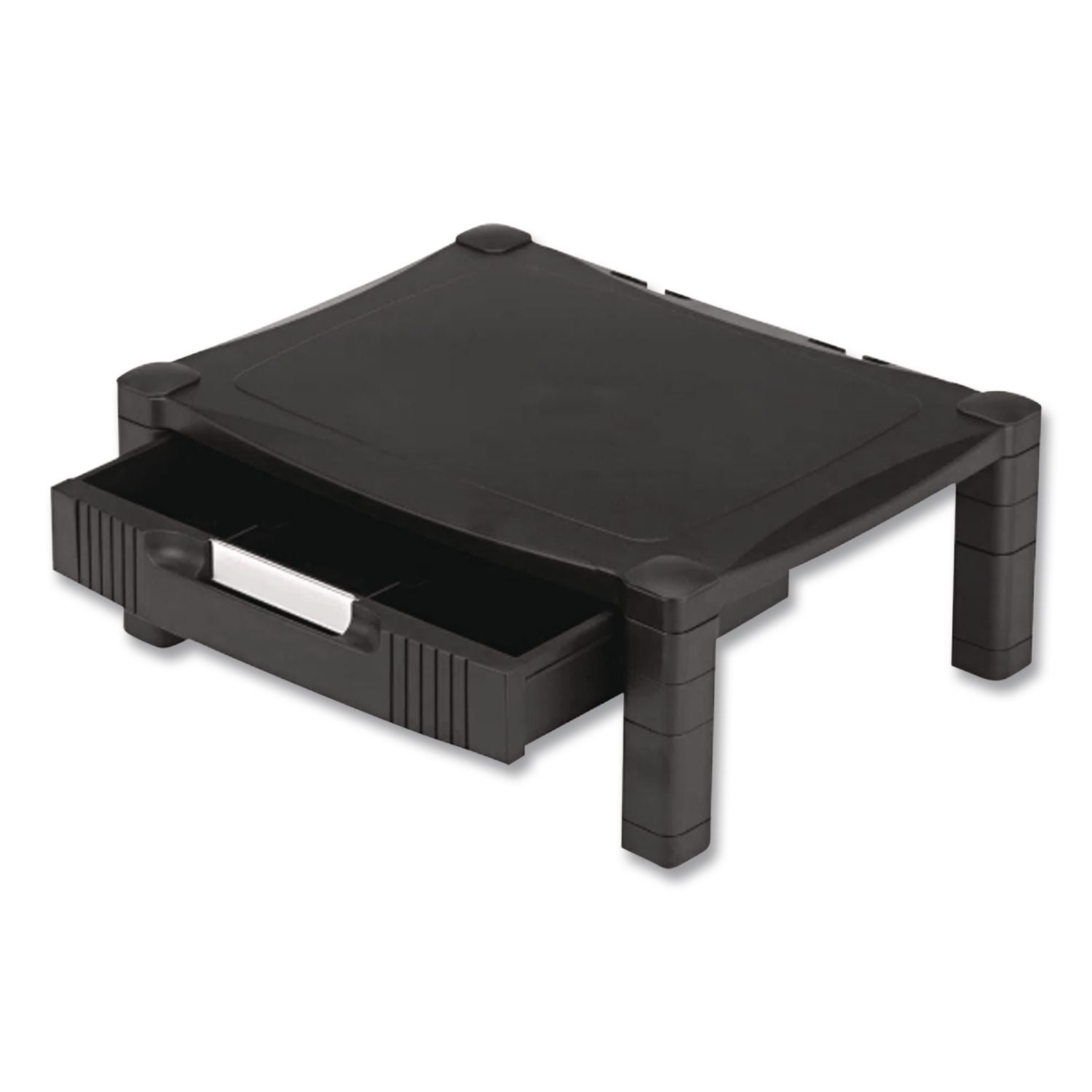 Monitor Stand with Drawer, 17" x 13.25" x 3" to 6.5", Black, Supports 50 lbs