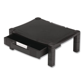 Monitor Stand with Drawer, 17" x 13.25" x 3" to 6.5", Black, Supports 50 lbs
