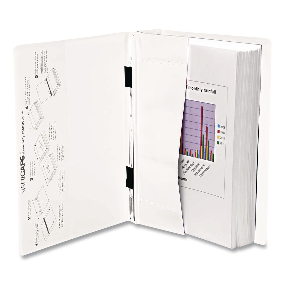 VariCap Expandable Binder, 2 Posts, 6" Capacity, 11 x 8.5, White