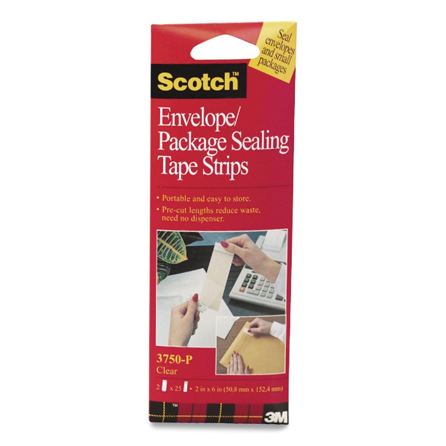 Envelope/Package Sealing Tape Strips, 2" x 6", Clear, 50/Pack