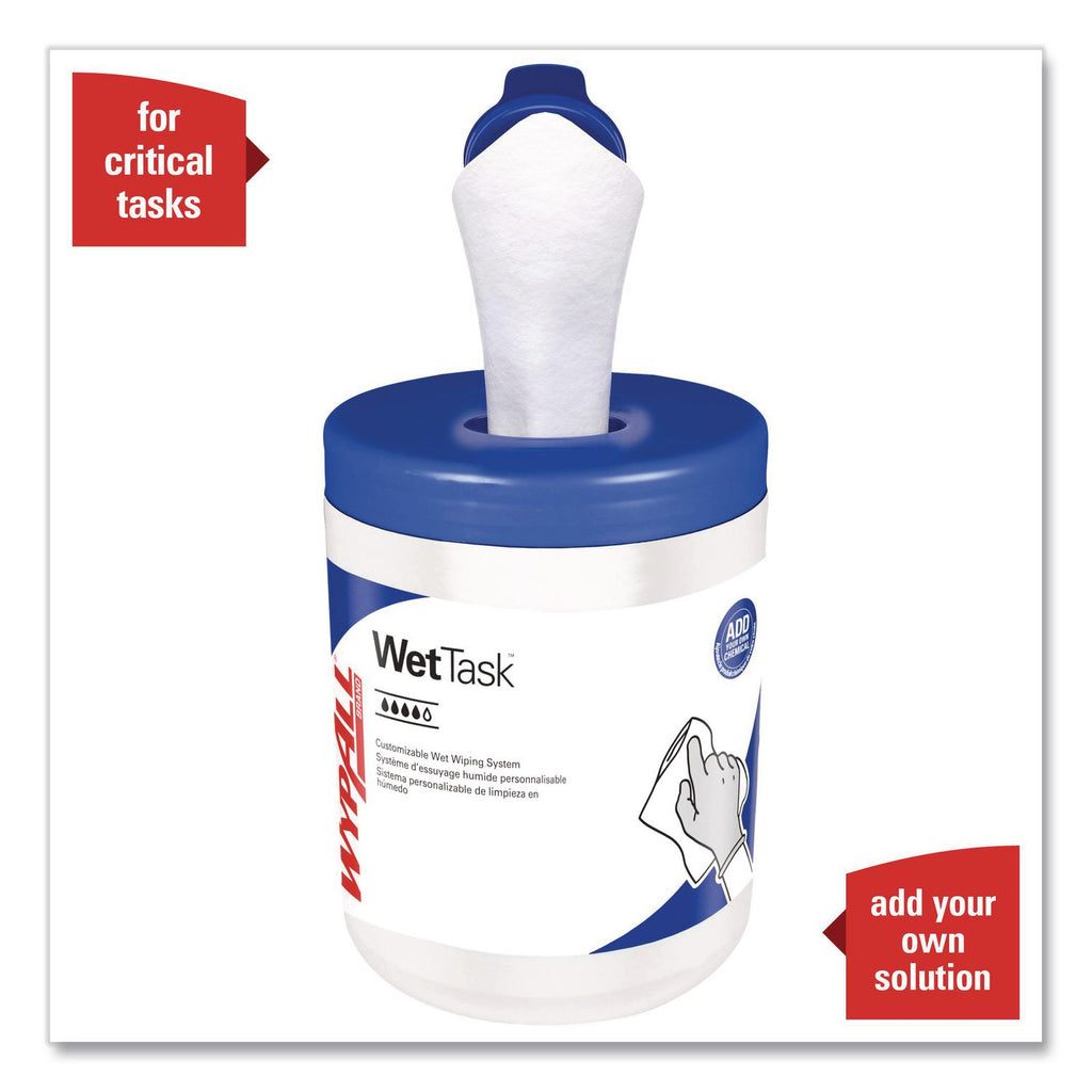 WetTask System Prep Wipers for Bleach/Disinfectants/Sanitizers Hygienic Enclosed System Refills, w/Canister, 55/Rl,12 Roll/Ct